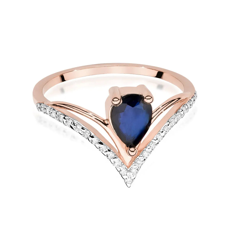 Gold Ring with 0.60ct Sapphire and 0.125ct Diamonds