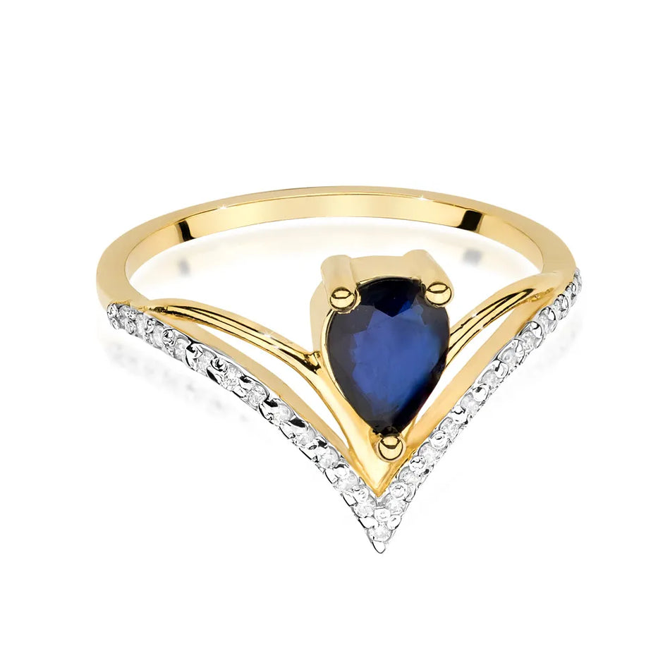 Gold Ring with 0.60ct Sapphire and 0.125ct Diamonds