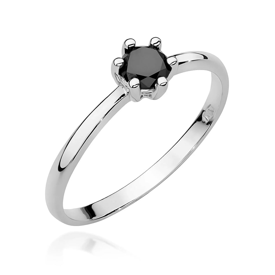 Gold Ring with 0.30ct Black Diamond