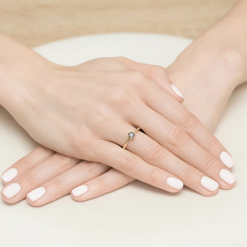 Gold Ring with 0.30ct Black Diamond