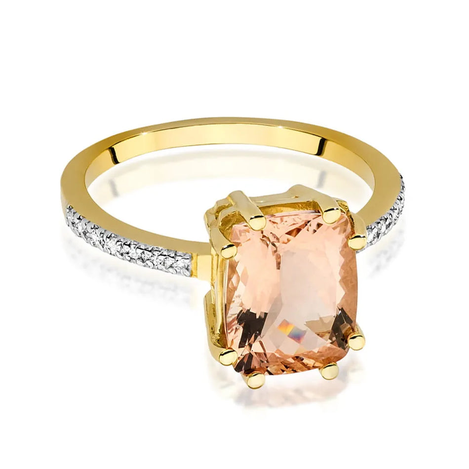 Gold Ring with 2.80ct Morganite and 0.07ct Diamonds