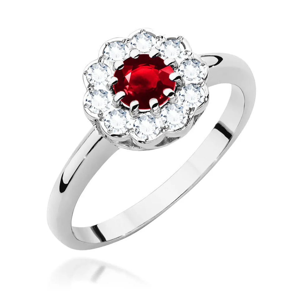 Gold Ring with 0.60ct Ruby and 0.30ct Diamonds