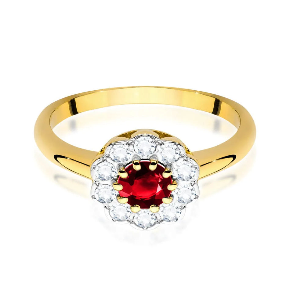 Gold Ring with 0.60ct Ruby and 0.30ct Diamonds