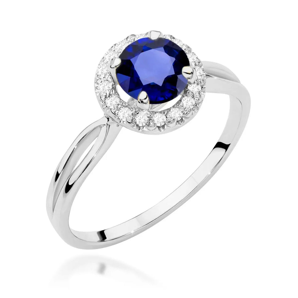 Gold Ring with 1.00ct Sapphire and 0.08ct Diamonds