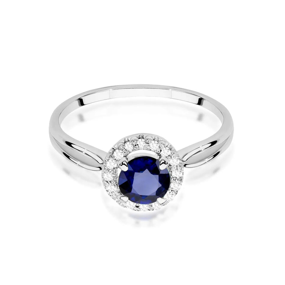 Gold Ring with 1.00ct Sapphire and 0.08ct Diamonds