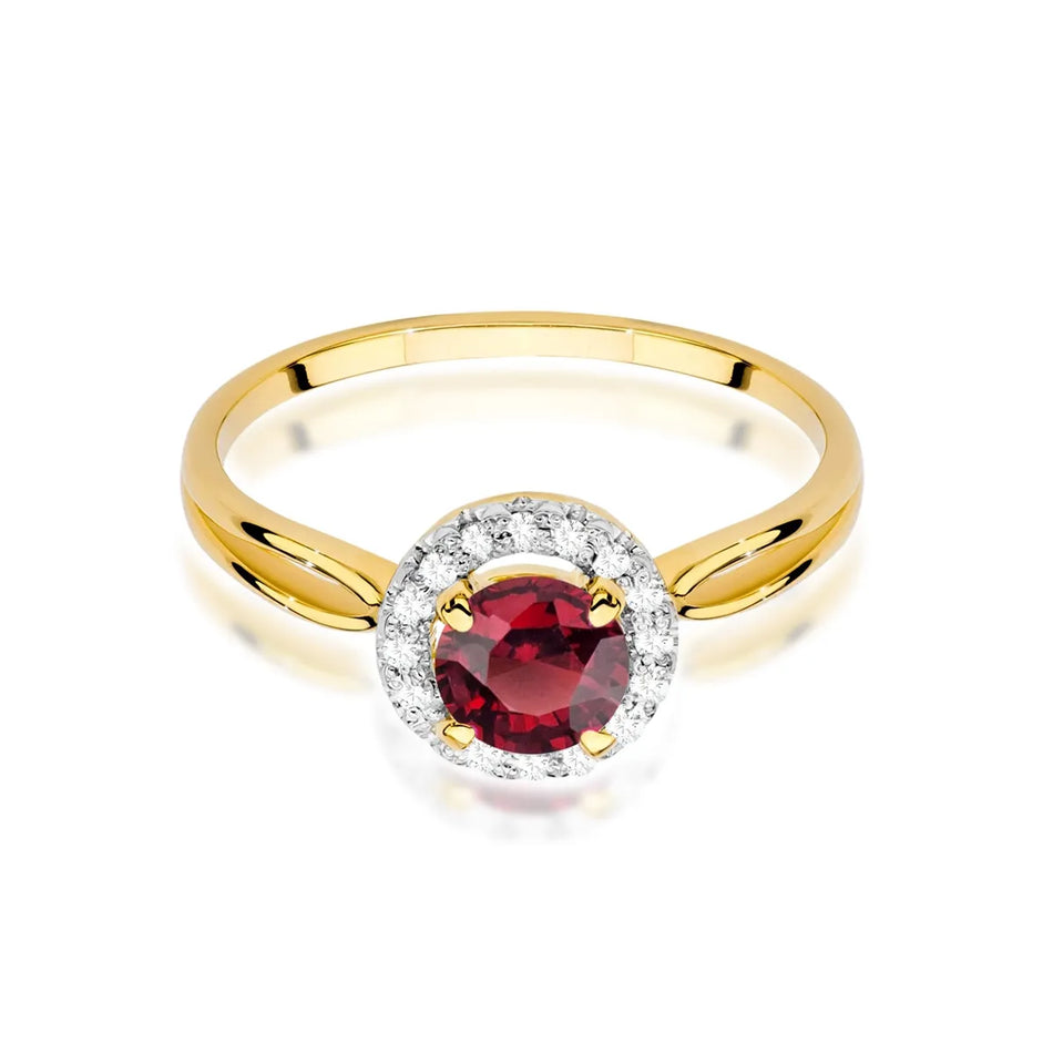 Gold Ring with 1.20ct Ruby and 0.08ct Diamonds