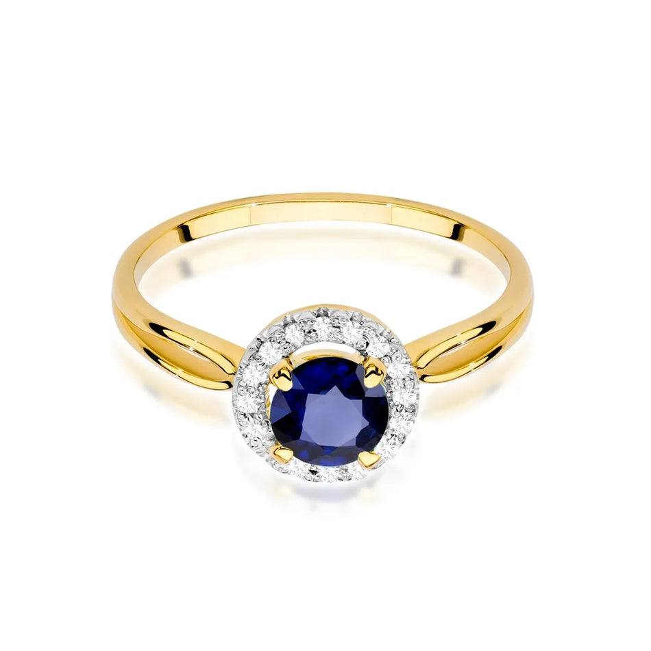 Gold Ring with 1.00ct Sapphire and 0.08ct Diamonds