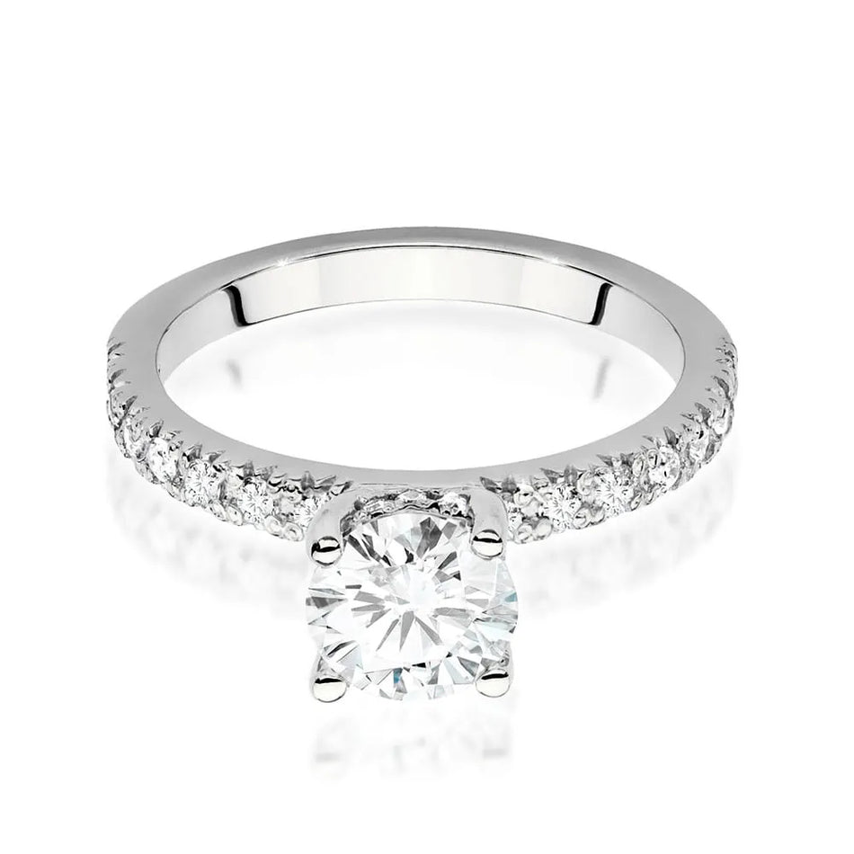 Gold Ring with 1.00ct Diamond and 0.263ct Sideline Diamonds
