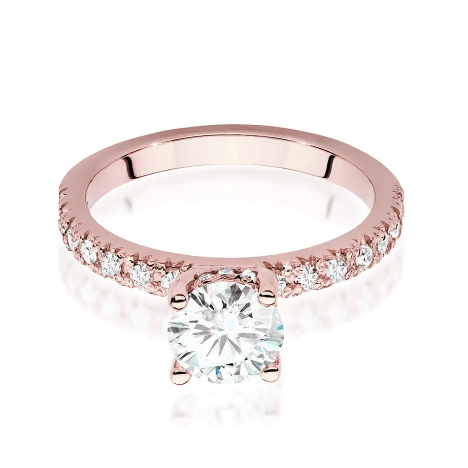 Gold Ring with 1.00ct Diamond and 0.263ct Sideline Diamonds