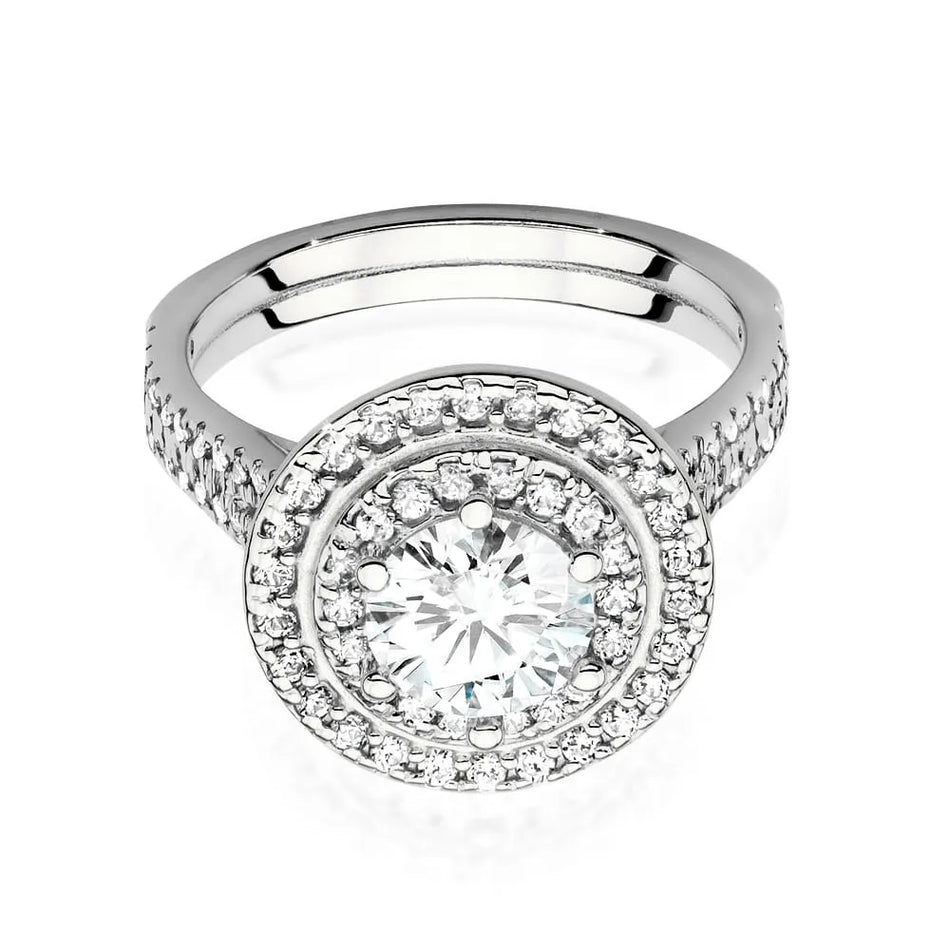 Zlatý prsten s diamantem 0,70 ct a postranními diamanty 0,633 ct