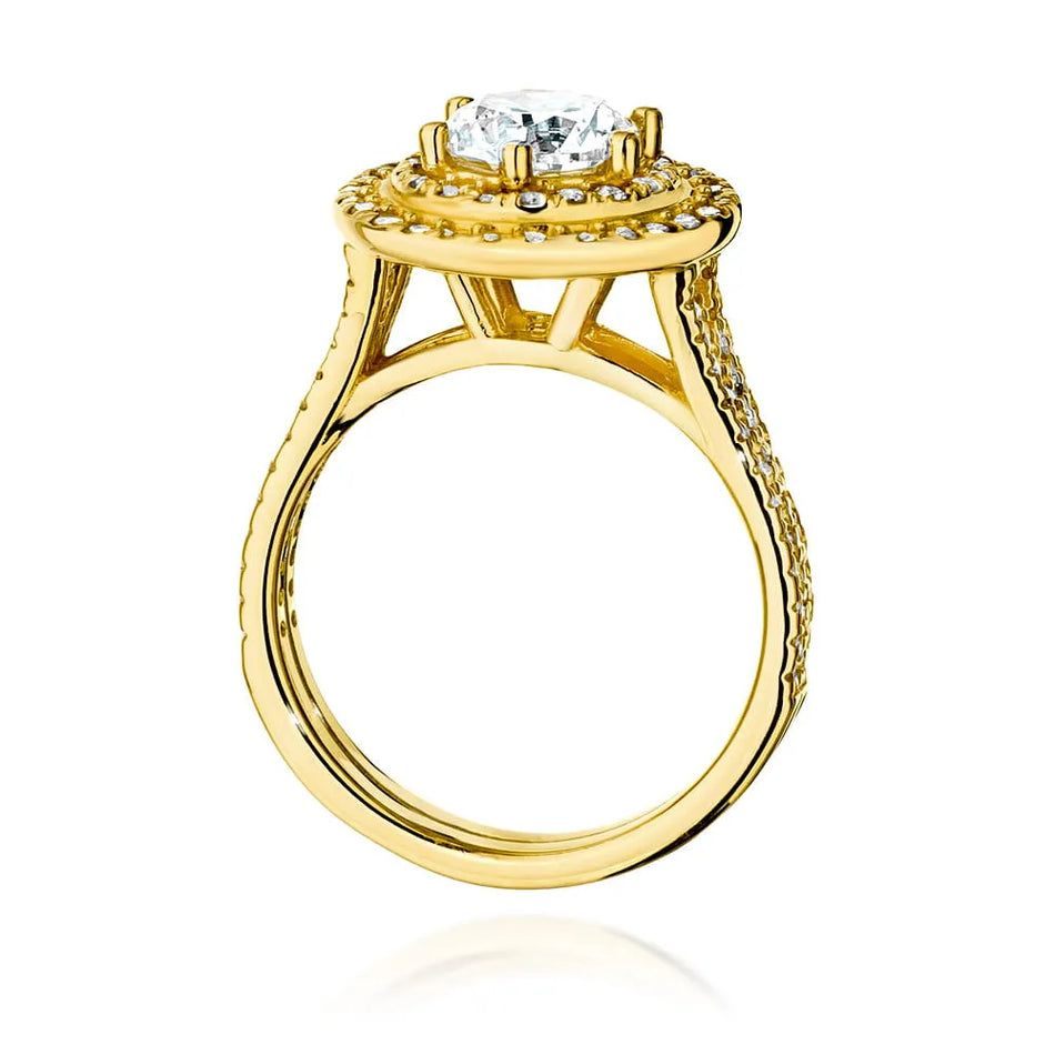 Gold Ring with 1.00ct Diamond and 0.633ct Sideline Diamonds