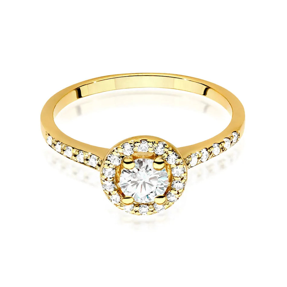 Gold Ring with 0.40ct Diamond and 0.241ct Sideline Diamonds