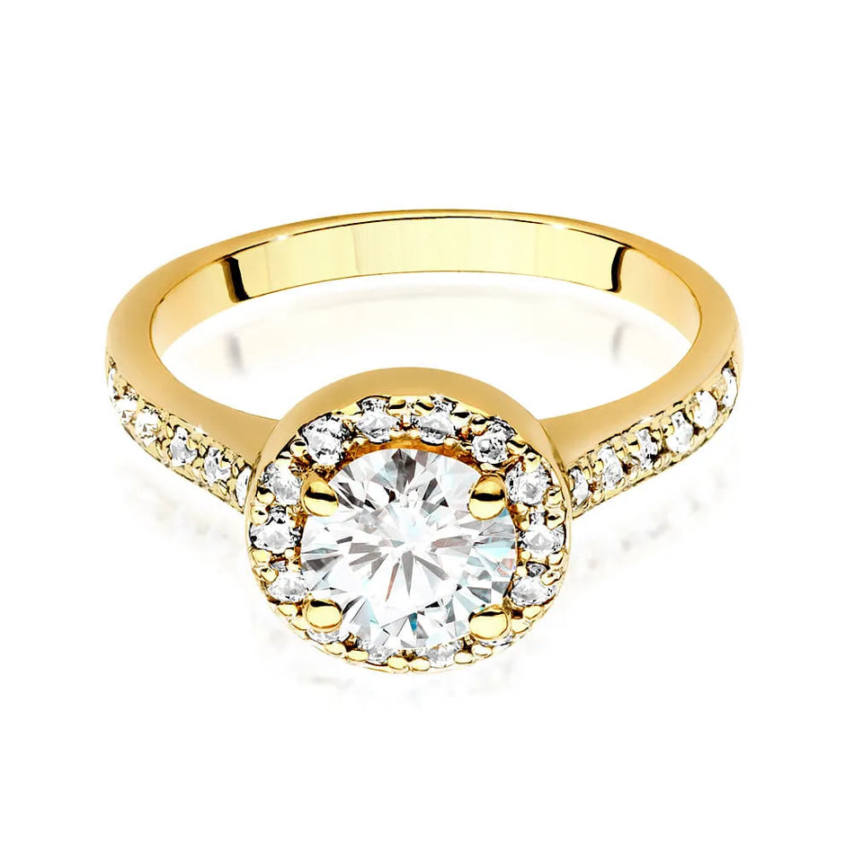 Gold Ring with 1.00ct Diamond and 0.377ct Sideline Diamonds