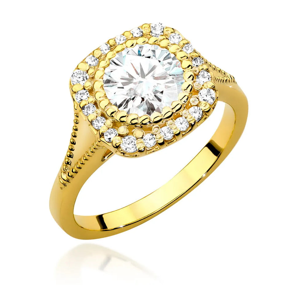 Gold Ring with 1.00ct Diamond and 0.196ct Sideline Diamonds