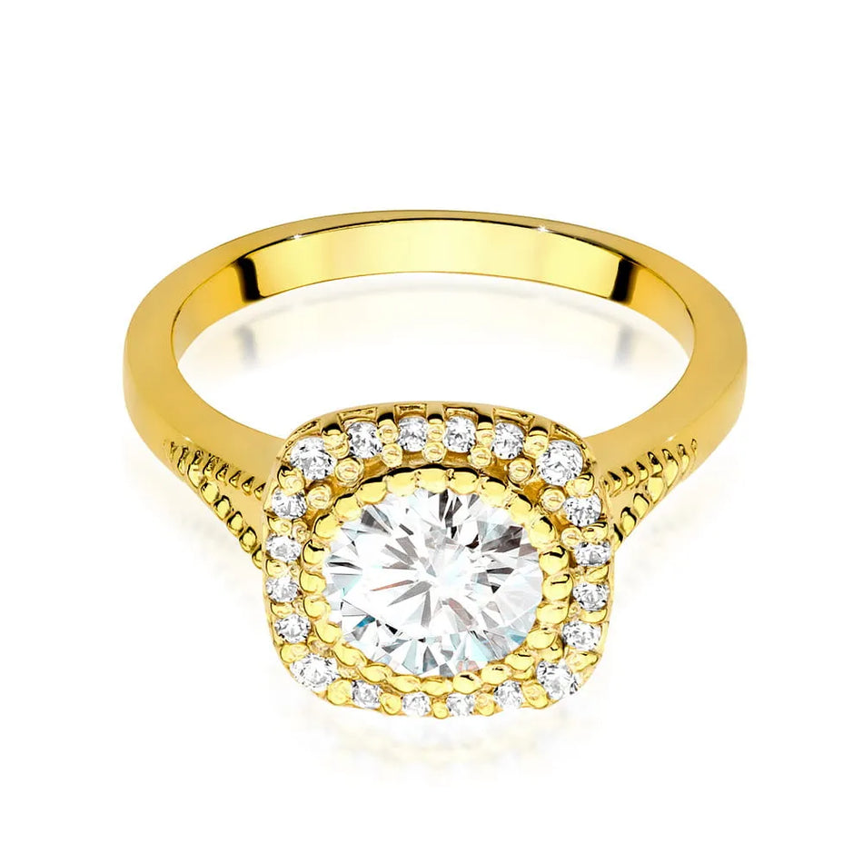 Gold Ring with 1.00ct Diamond and 0.196ct Sideline Diamonds