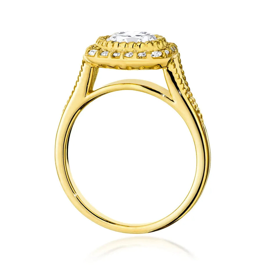 Gold Ring with 1.00ct Diamond and 0.196ct Sideline Diamonds