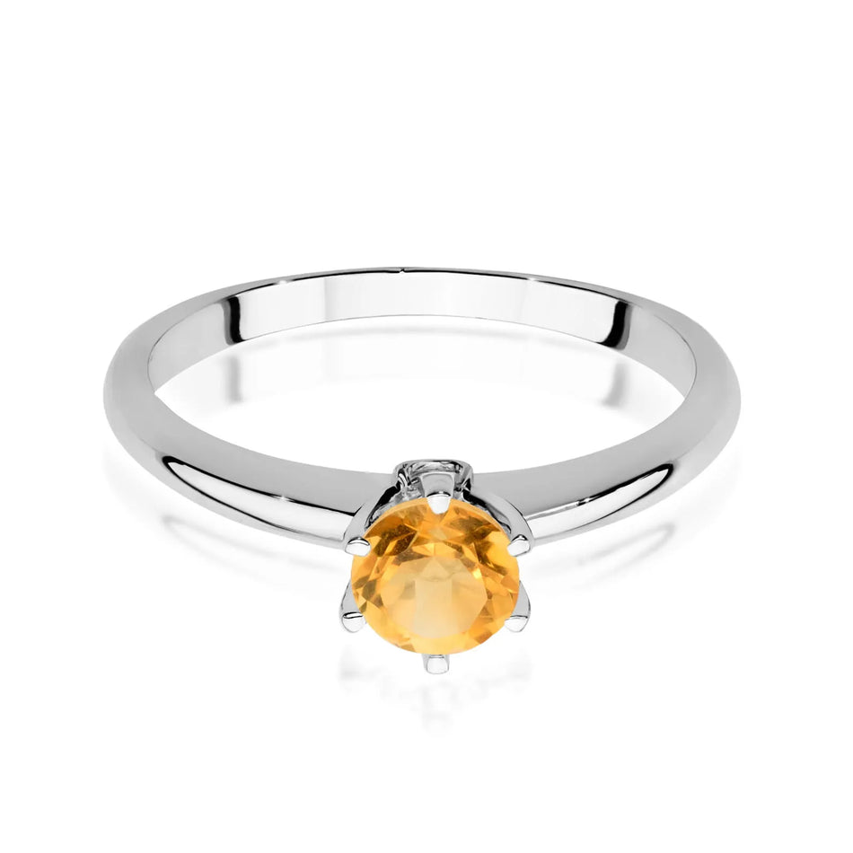 Gold ring with citrine and diamonds