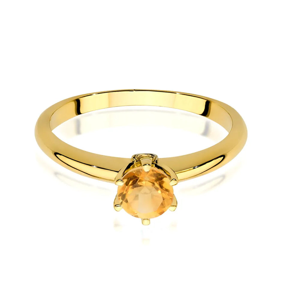 Gold ring with citrine and diamonds