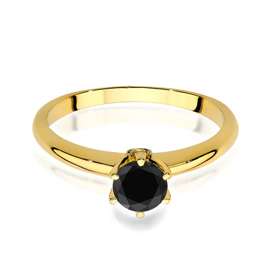 Gold ring with black diamond and diamonds