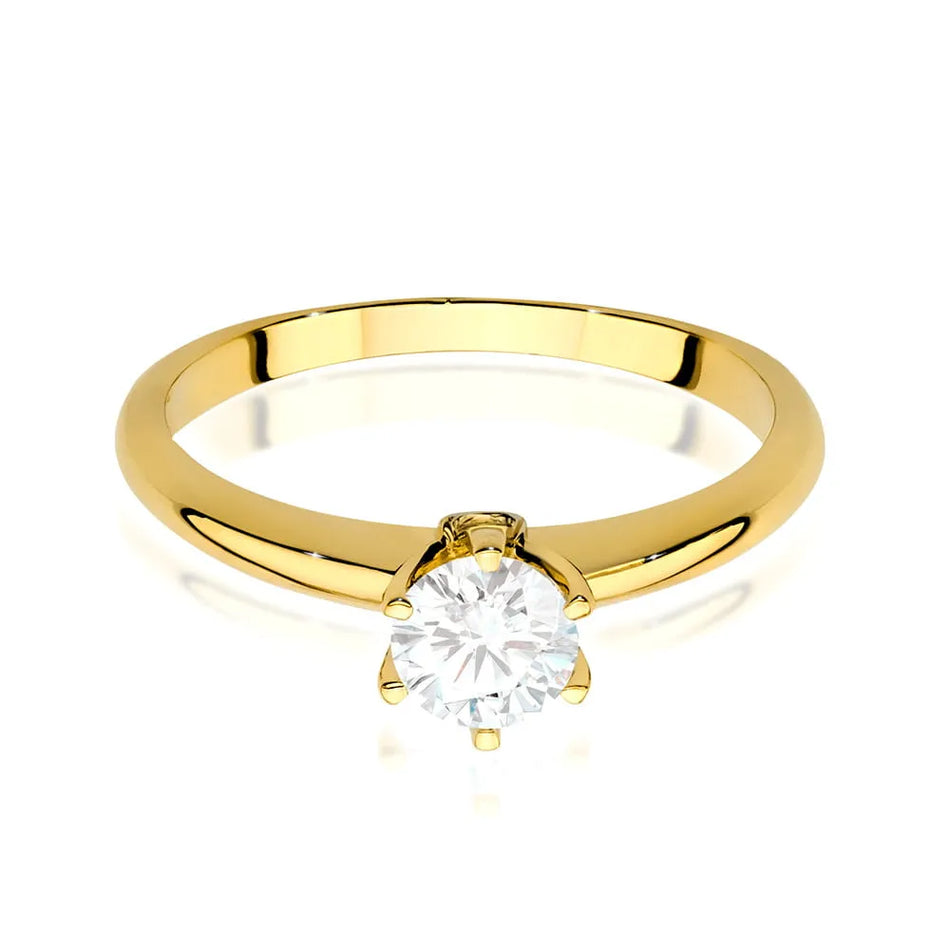 Gold ring with white sapphire and diamonds