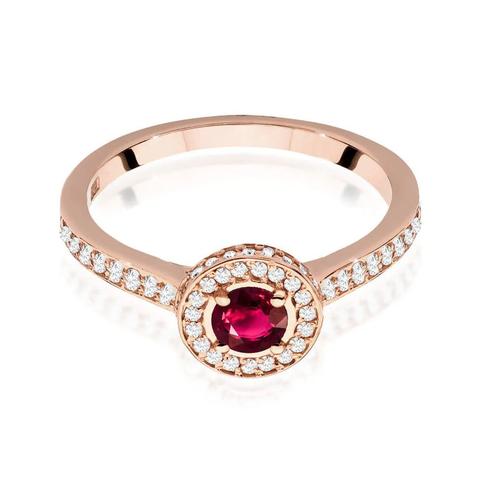 Gold Ring with 0.30ct Ruby and 0.343ct Sideline Diamonds