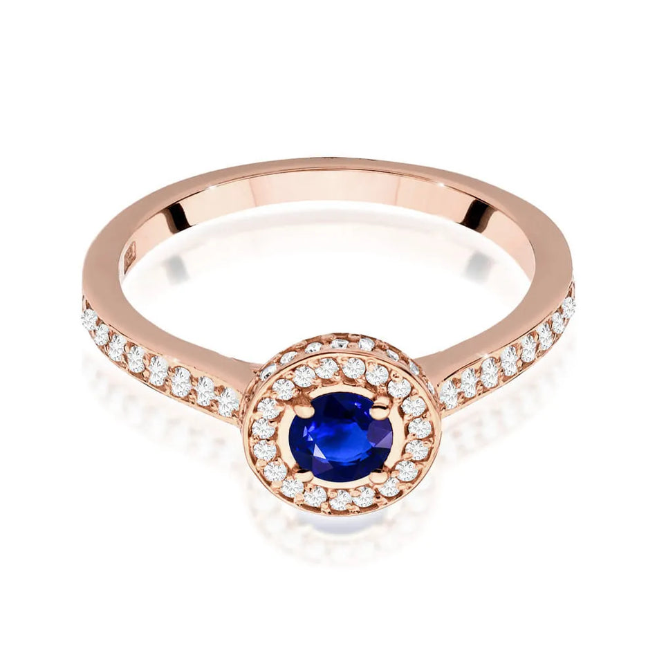Gold Ring with 0.30ct Sapphire and 0.343ct Sideline Diamonds