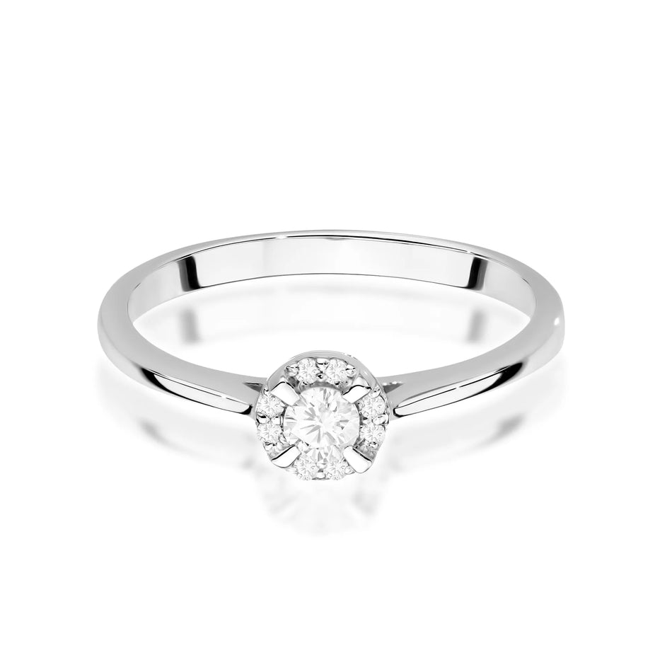Gold Ring with 0.10ct Diamond and 0.04ct Sideline Diamonds