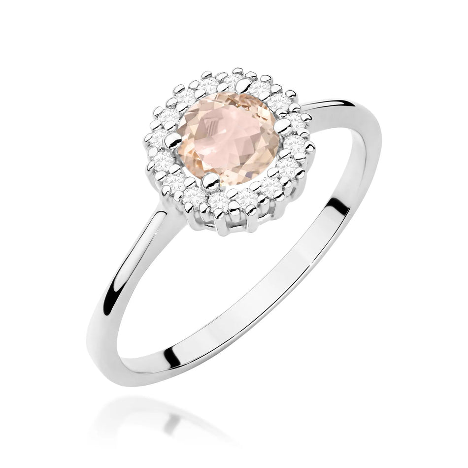 Gold Ring with 0.40ct Morganite and 0.14ct Diamonds