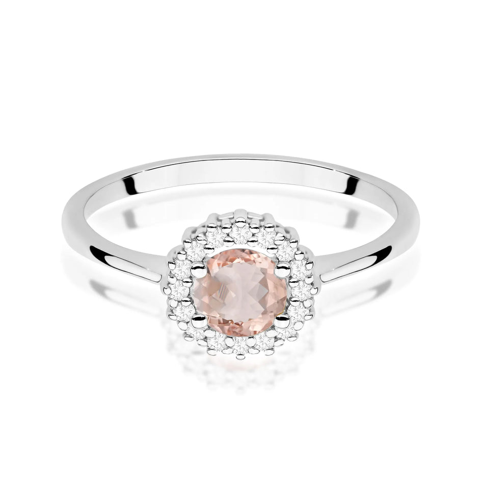 Gold Ring with 0.40ct Morganite and 0.14ct Diamonds