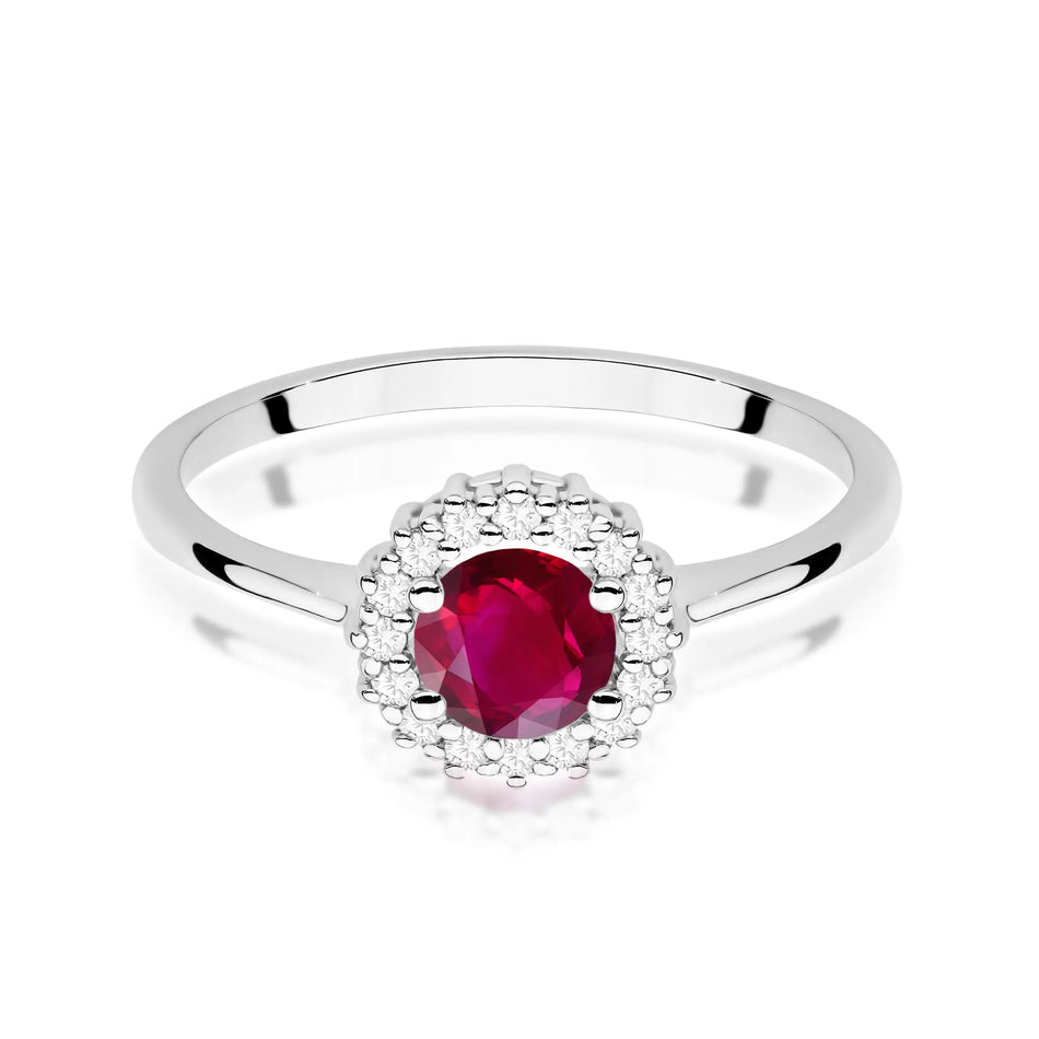 Gold ring with 0.60ct ruby and diamonds Flower