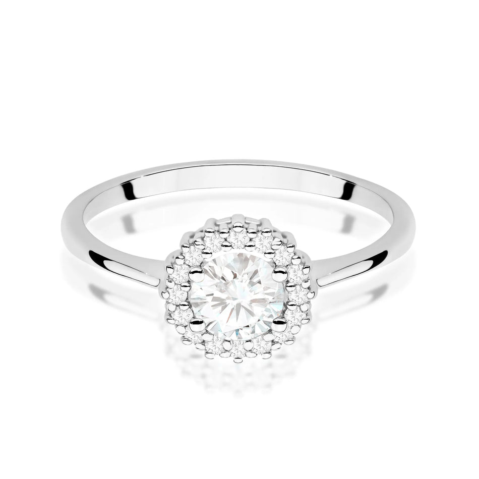 Gold ring with 0.60ct white sapphire and diamonds Flower