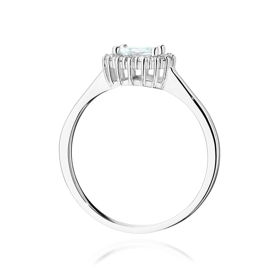 Zlatý prsten s bílým safírem 0,60 ct a diamanty Květina