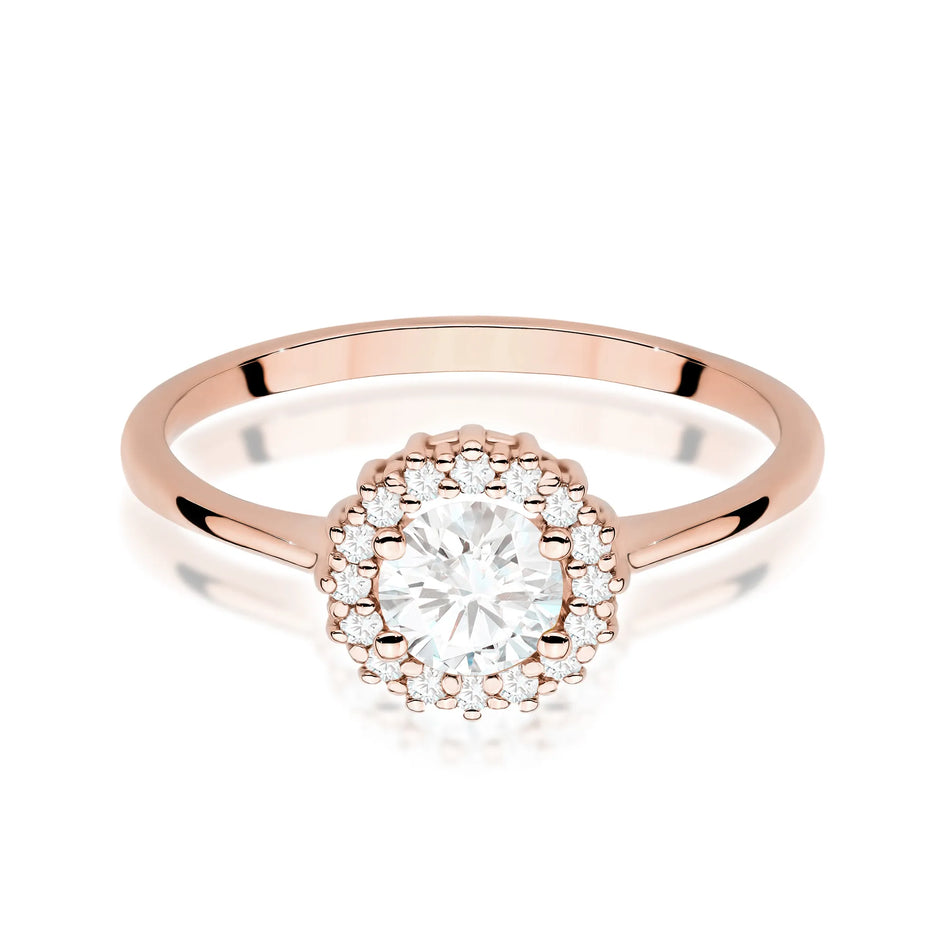 Gold ring with 0.60ct white sapphire and diamonds Flower