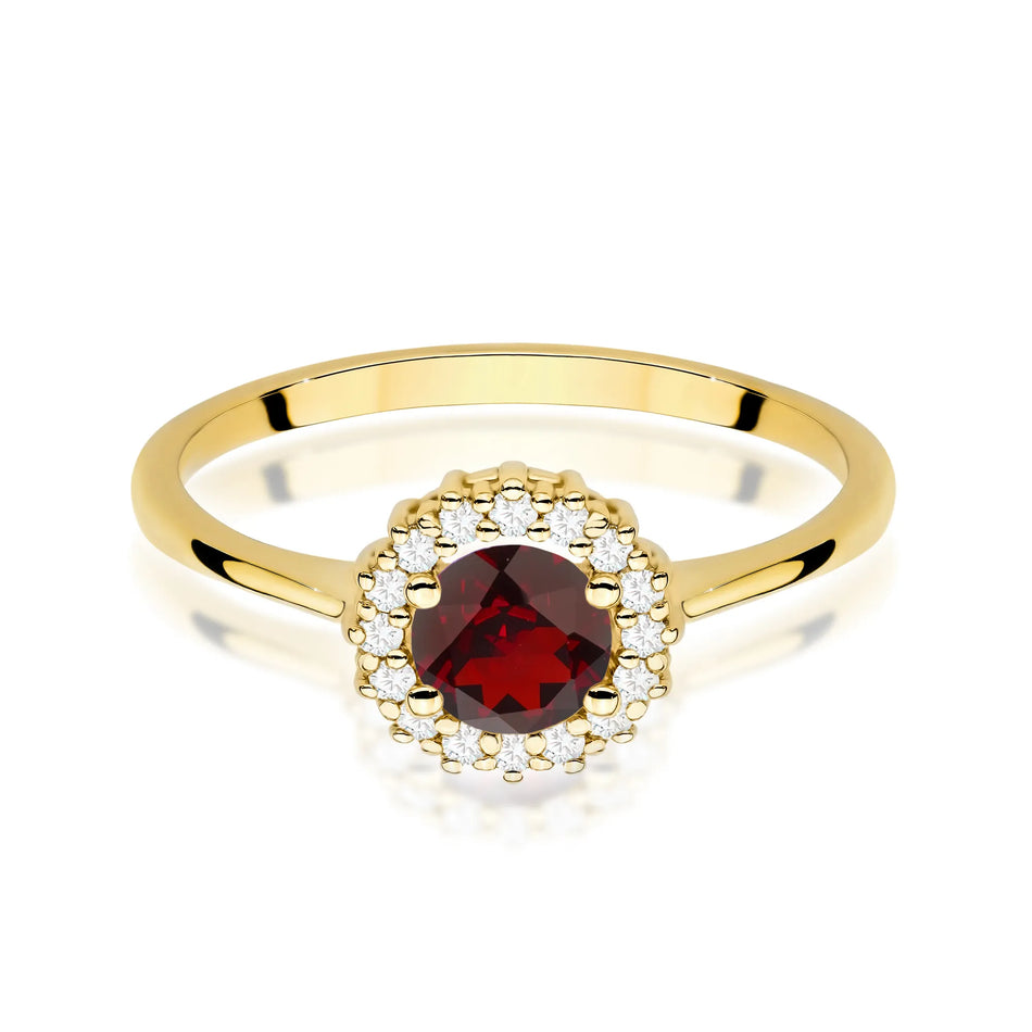 Gold Ring with 0.60ct Garnet and 0.14ct Diamonds