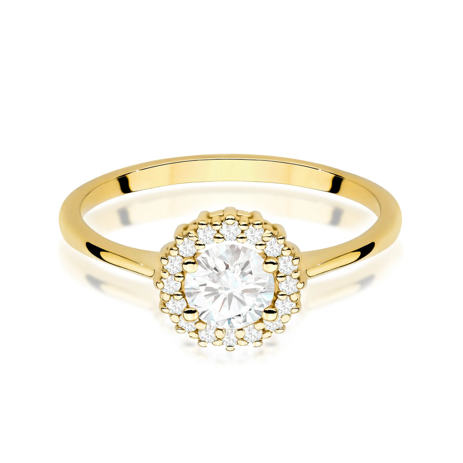 Gold ring with 0.60ct white sapphire and diamonds Flower