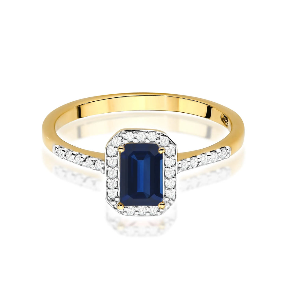 Gold Ring with 0.60ct Sapphire and 0.186ct Diamonds
