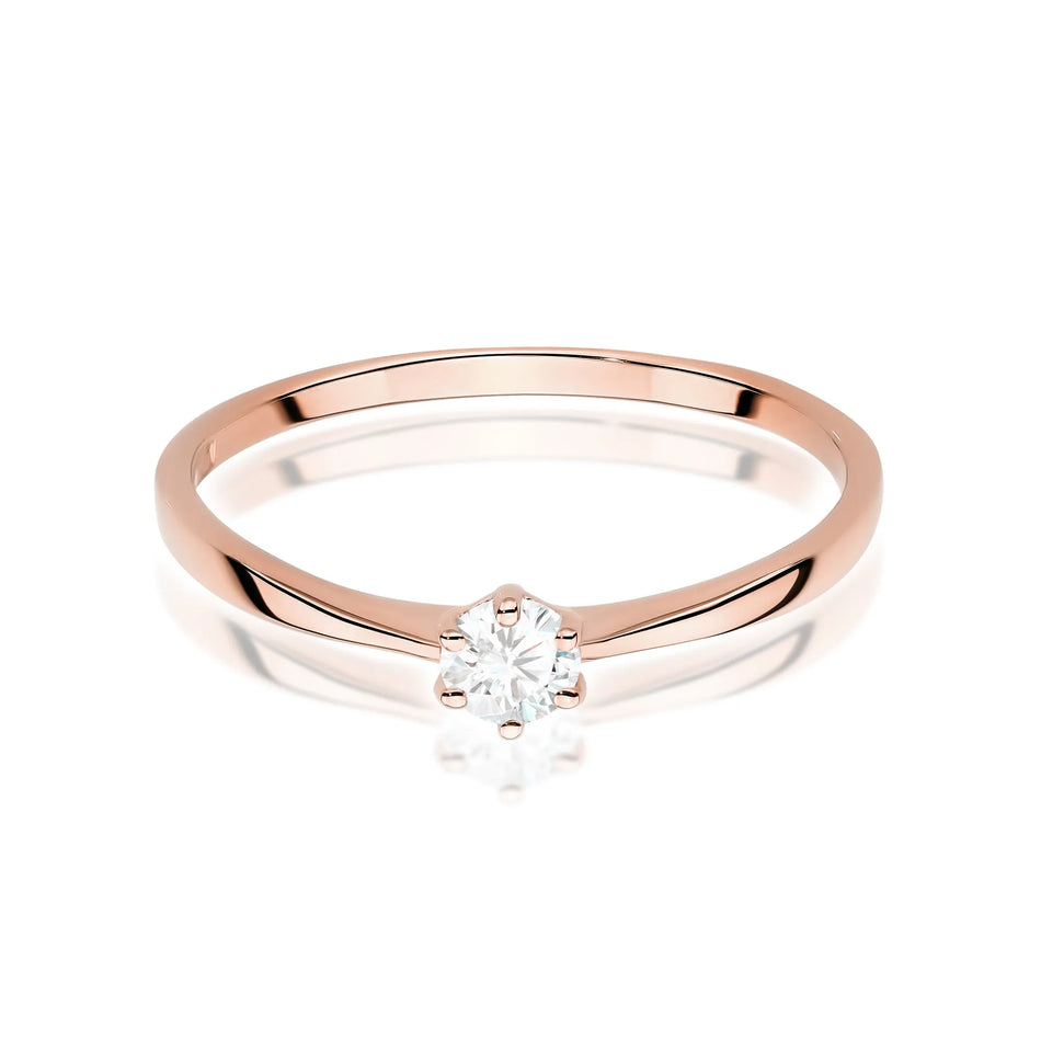 Zlatý prsten s diamantem 0,15 ct