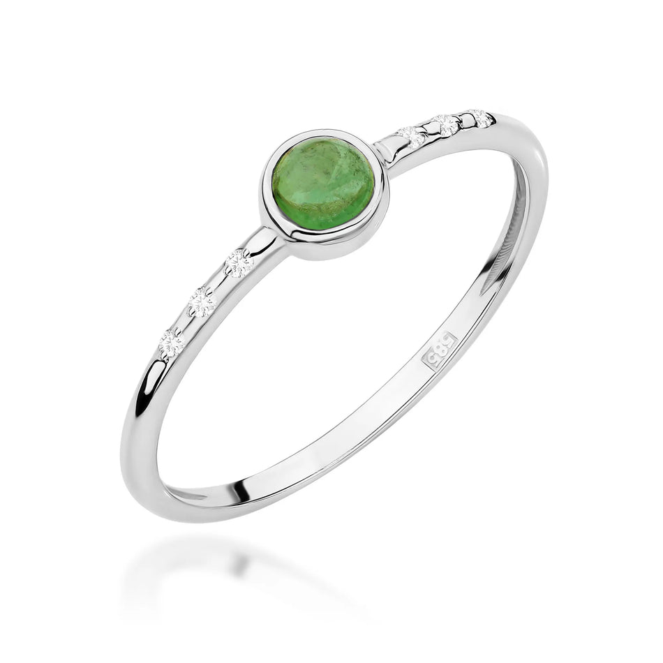 Gold Ring with 0.30ct Green Tourmaline and 0.03ct Diamonds