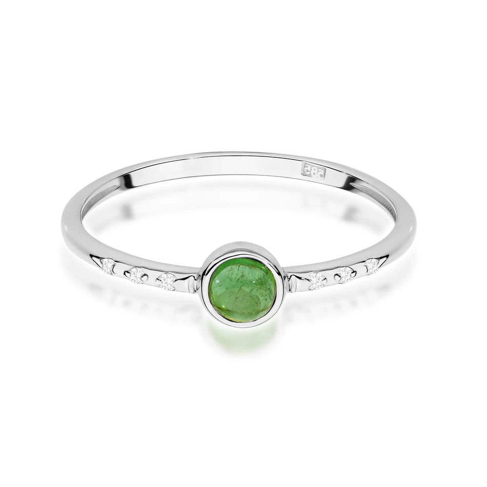 Gold Ring with 0.30ct Green Tourmaline and 0.03ct Diamonds