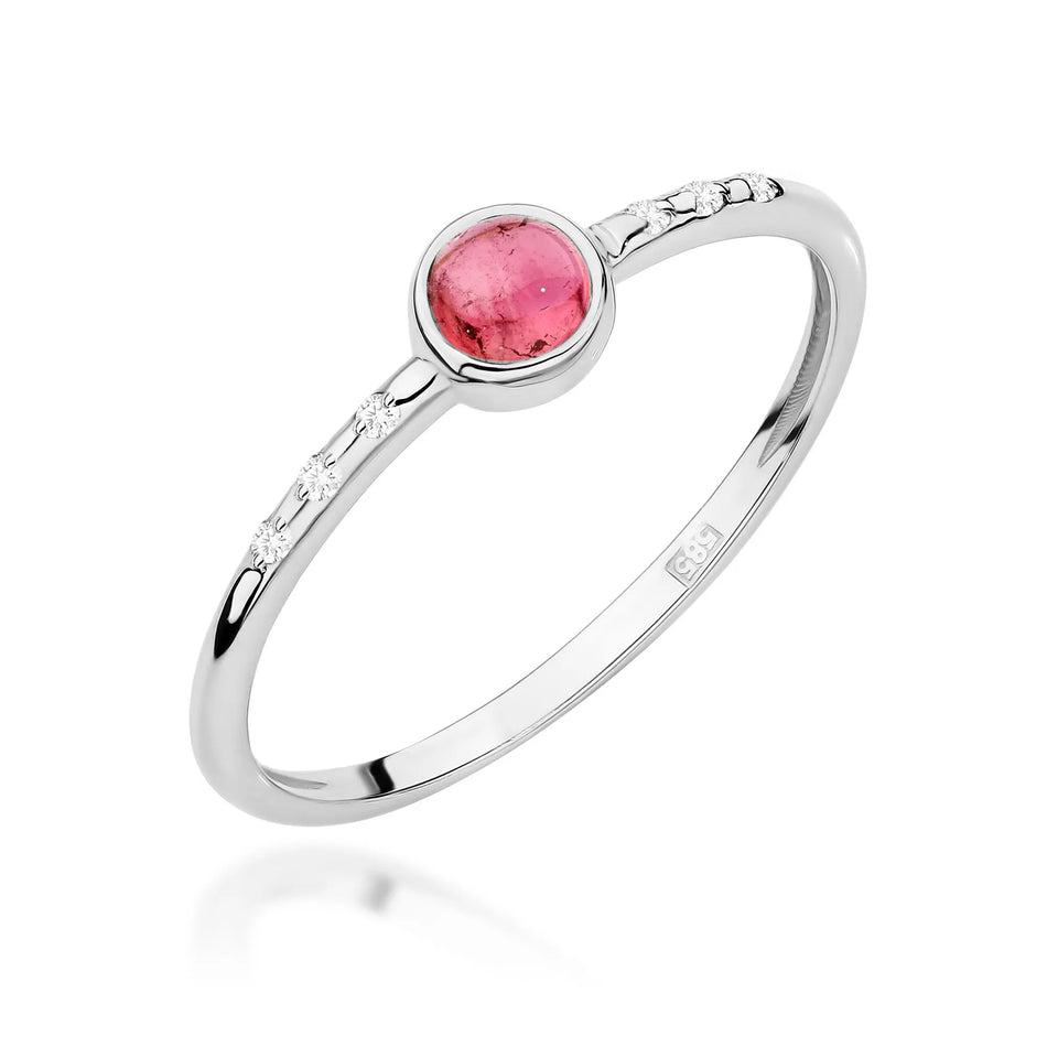Gold Ring with 0.30ct Pink Tourmaline and 0.03ct Diamonds