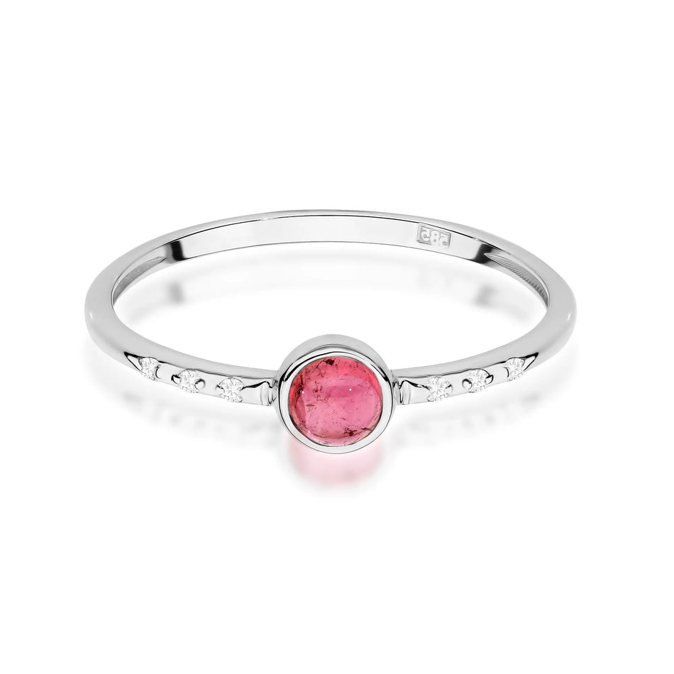 Gold Ring with 0.30ct Pink Tourmaline and 0.03ct Diamonds