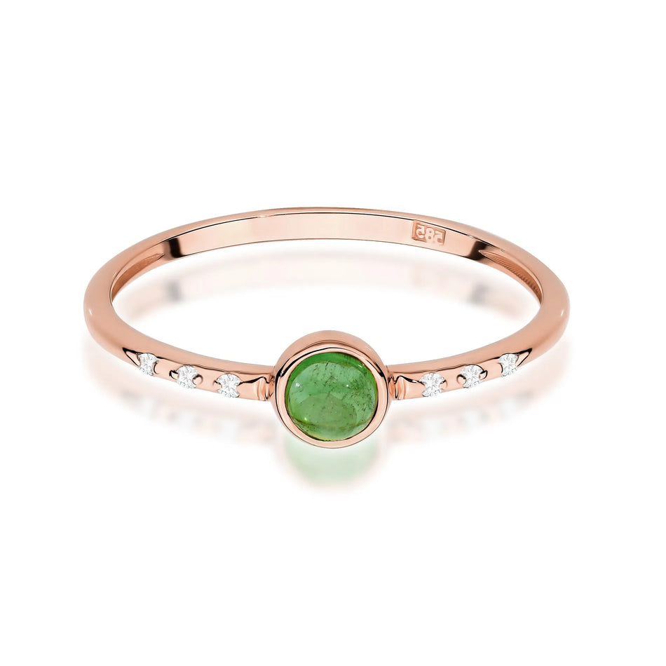 Gold Ring with 0.30ct Green Tourmaline and 0.03ct Diamonds