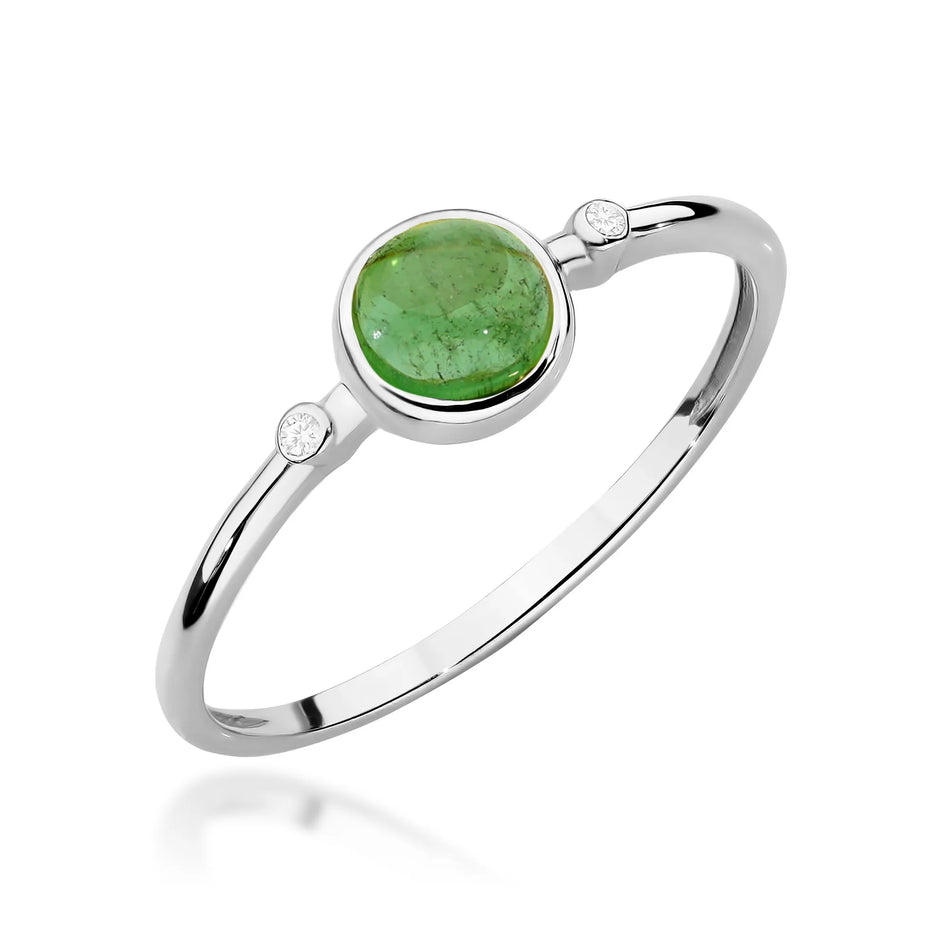 Gold Ring with 0.60ct Green Tourmaline and 0.01ct Diamonds