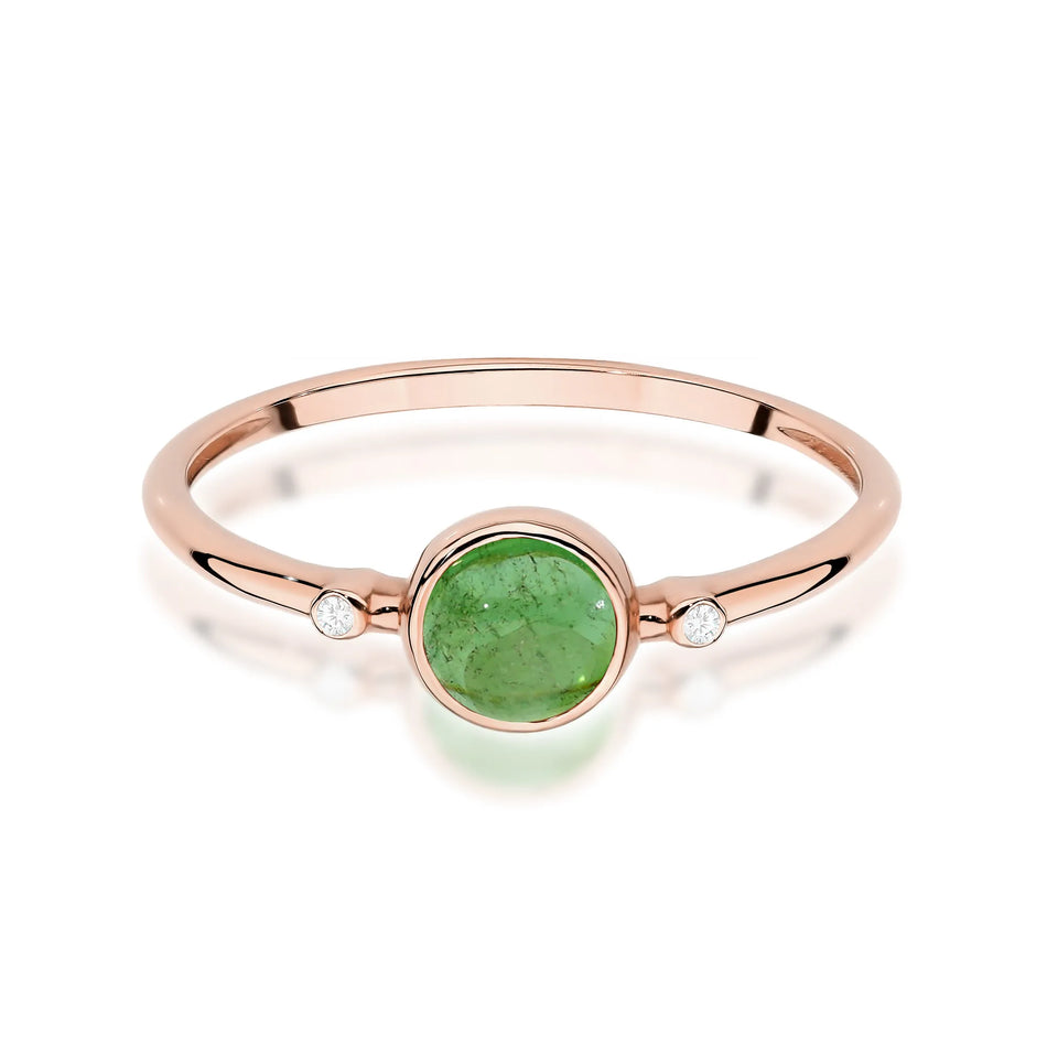 Gold Ring with 0.60ct Green Tourmaline and 0.01ct Diamonds