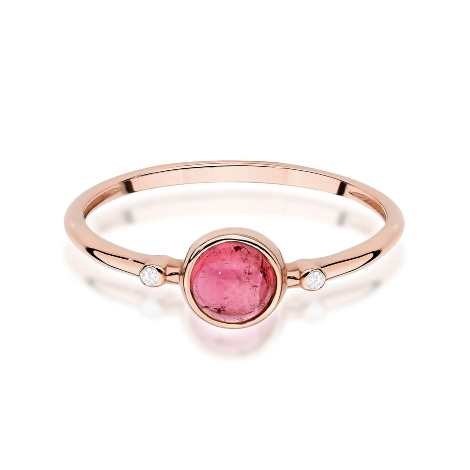 Gold Ring with 0.60ct Pink Tourmaline and 0.01ct Diamonds