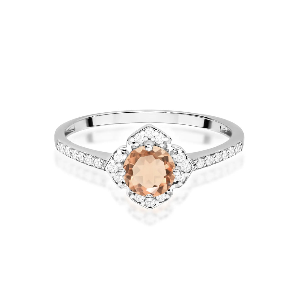 Gold Ring Flower with 0.40ct Morganit and Diamonds