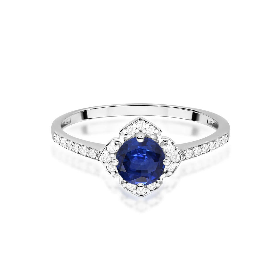 Gold Ring Flower with 0.50ct Sapphire and Diamonds