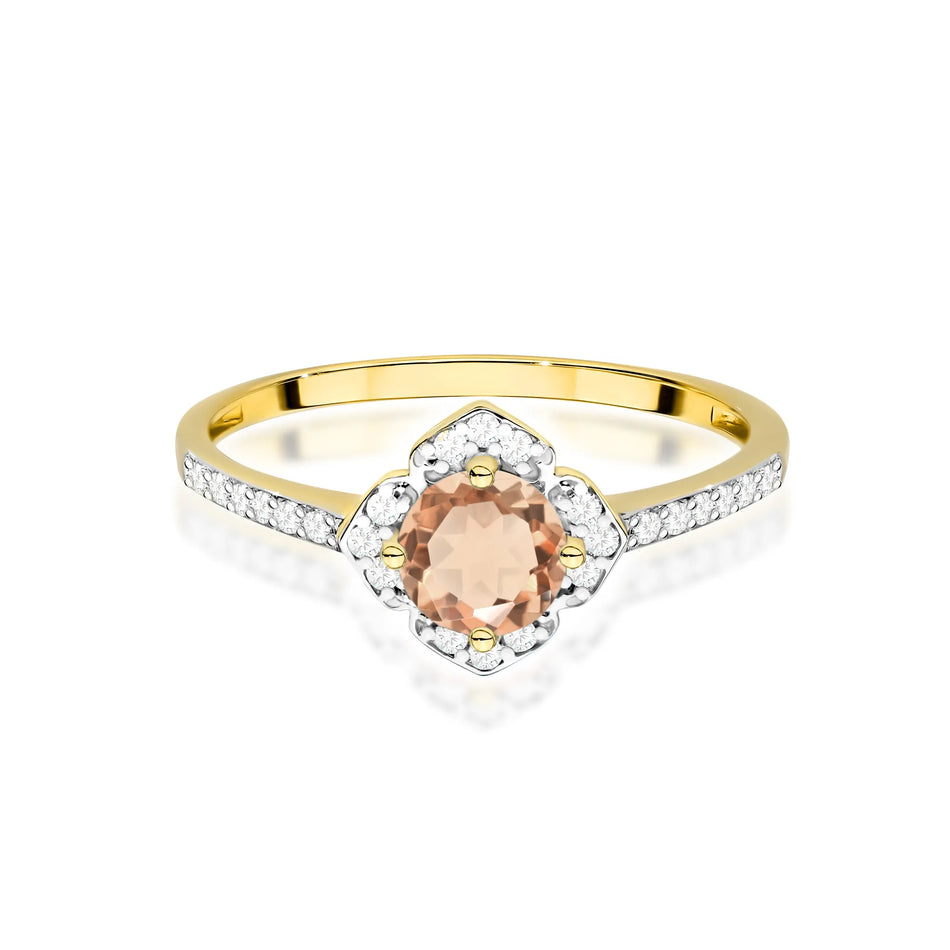 Gold Ring Flower with 0.40ct Morganit and Diamonds
