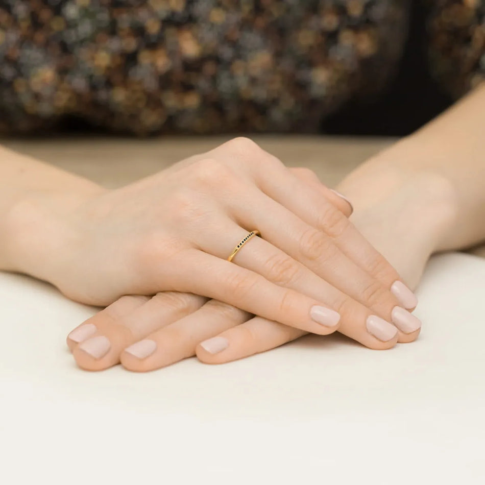 Gold Ring with 0.035ct Black Diamonds