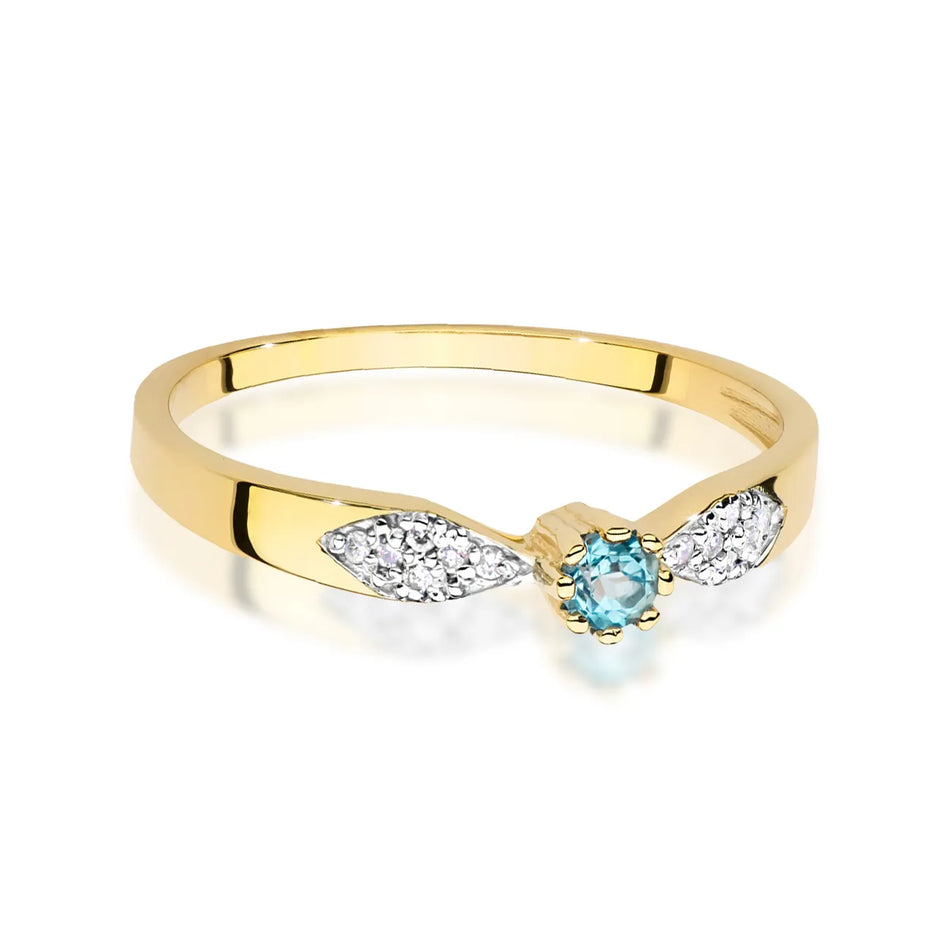 Gold Ring with 0.15ct Topaz and 0.06ct Diamonds